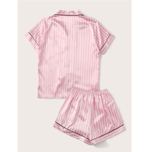 Satin Pink Stripes Pajamas Set - Picture 3 of 9